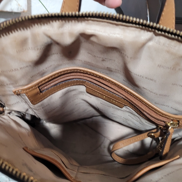 Michael Kors Brown Unisex Rhea Zip Medium Slim MK Signature Logo Backpack - Picture 9 of 14